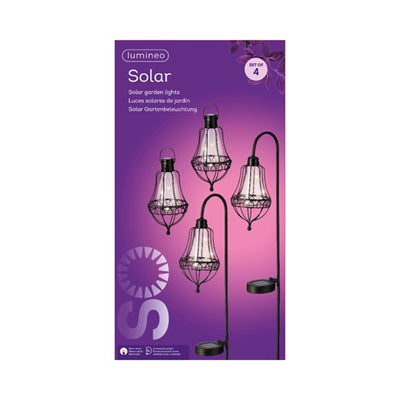 Ensemble de lanternes solaires LED Lumineo en métal 4 pièces