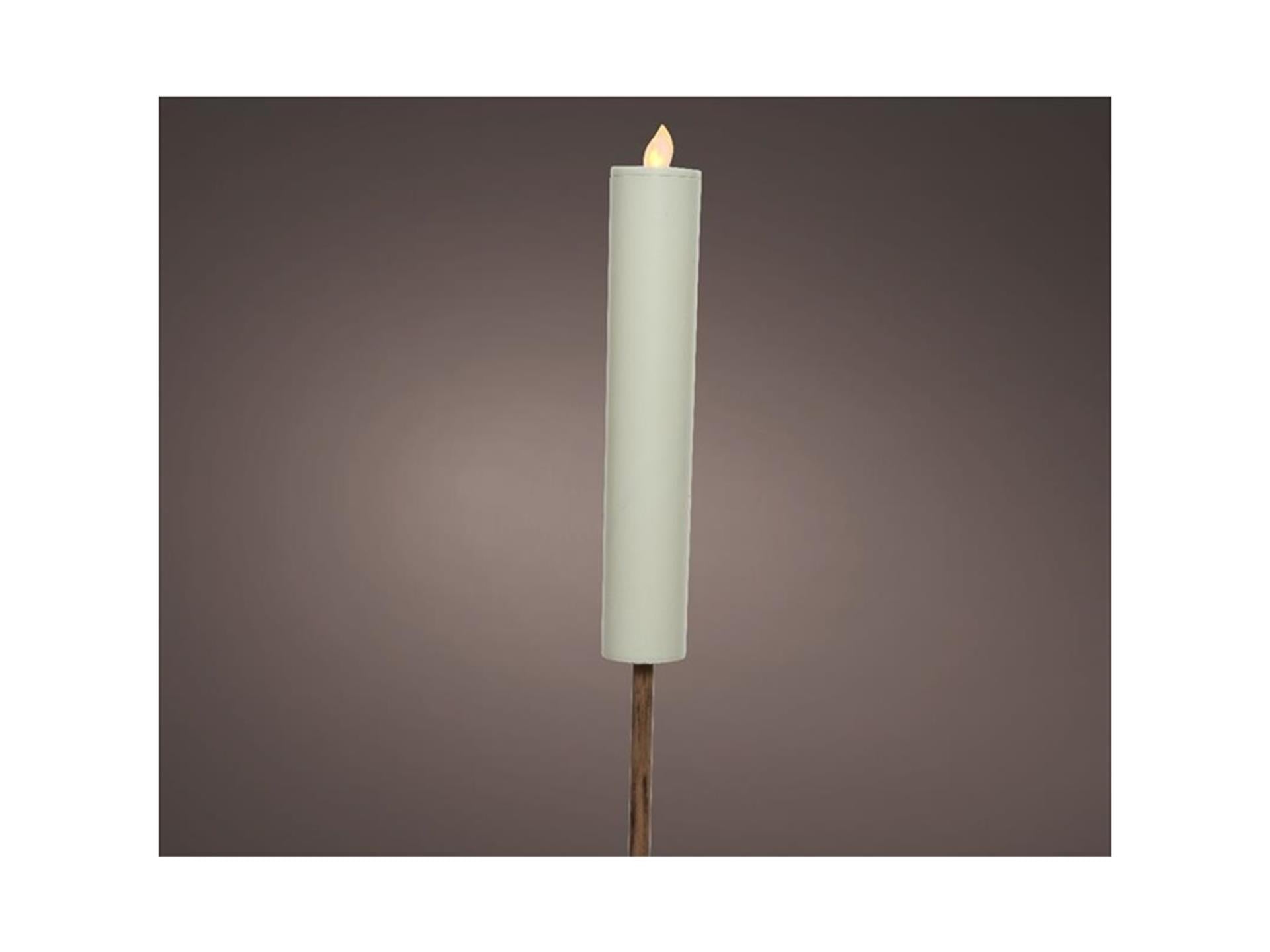 Torche bougie solaire Lumineo LED ø4-h90cm blanc