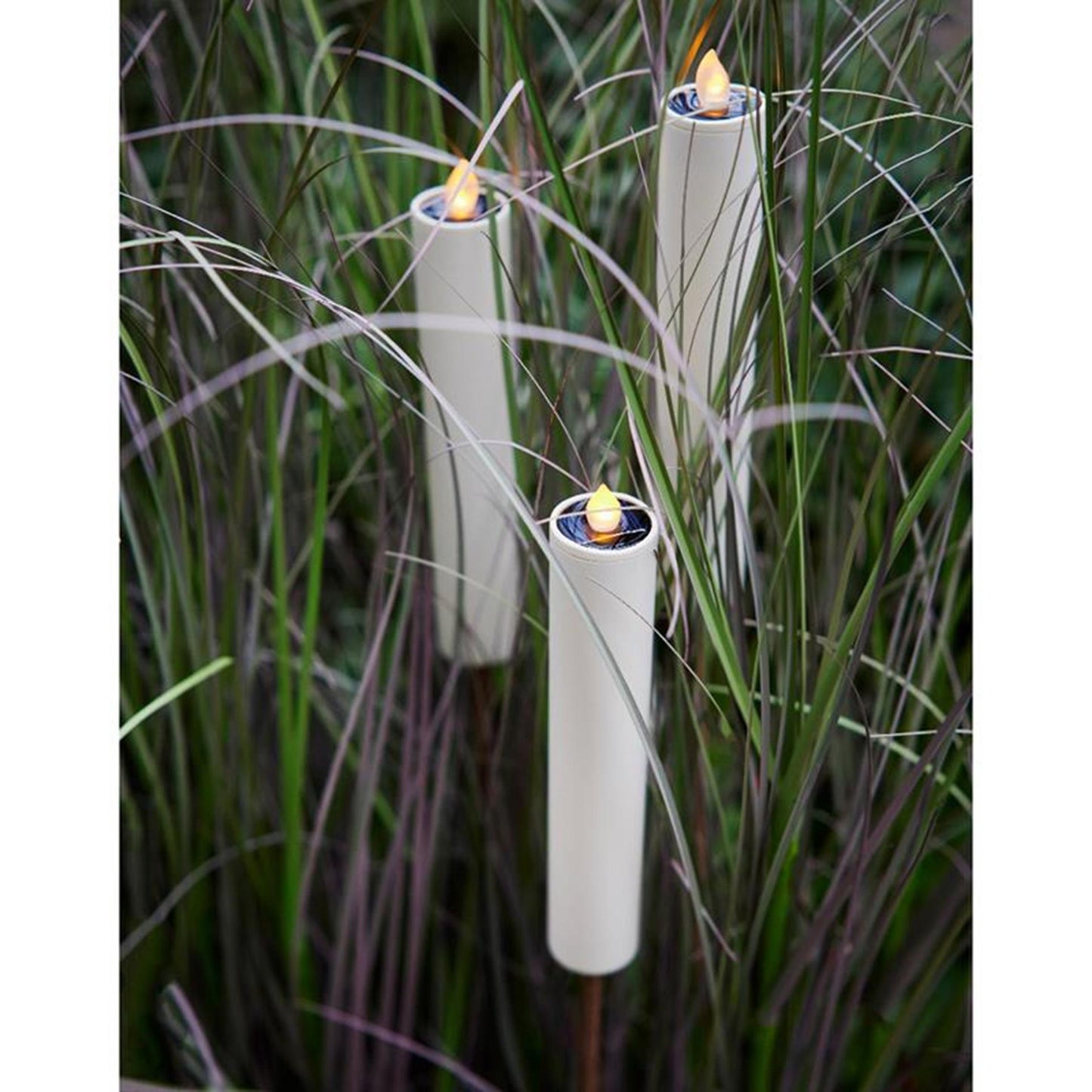 Torche bougie solaire Lumineo LED ø4-h90cm blanc