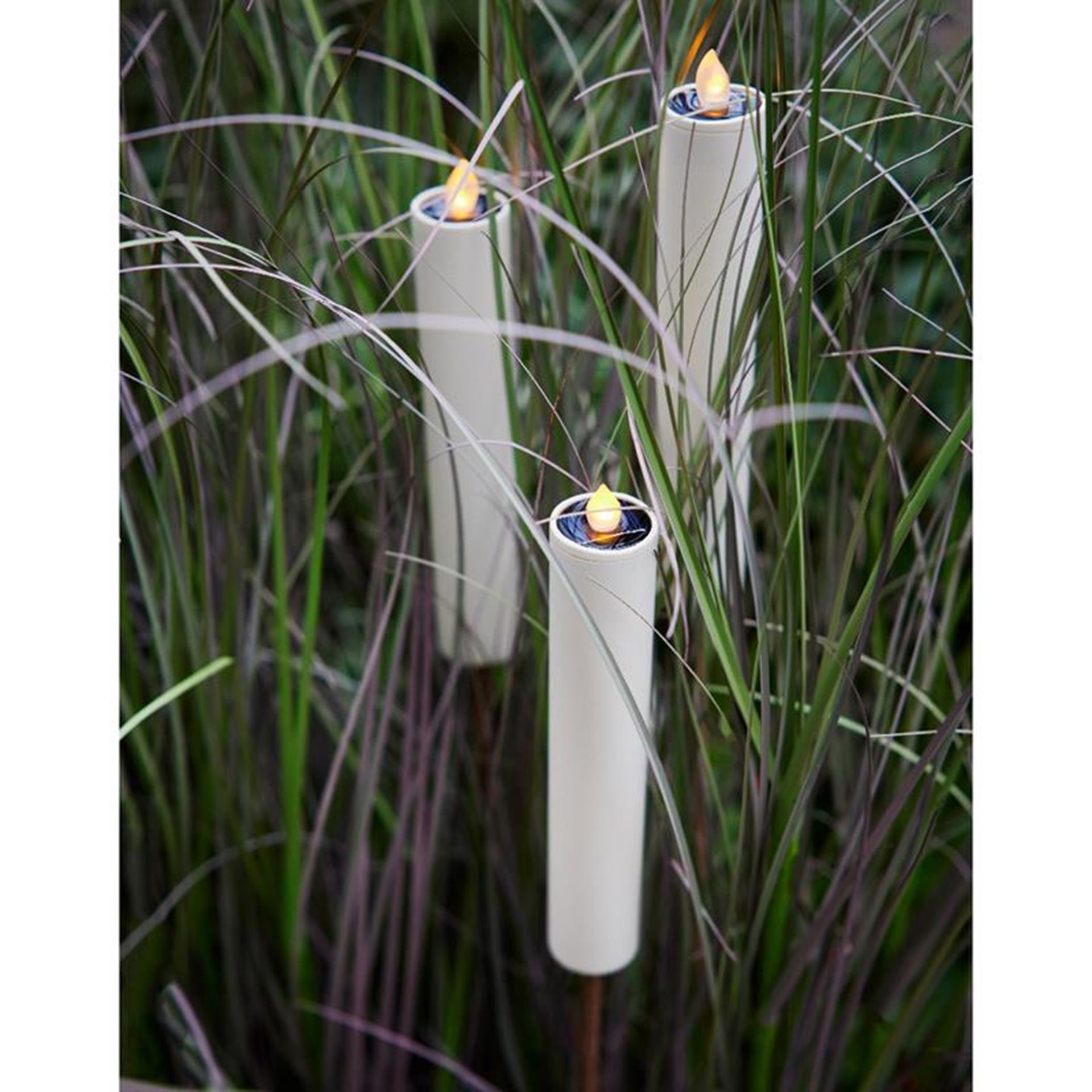 Torche bougie solaire Lumineo LED ø4-h90cm blanc