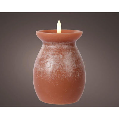 Lumineo bougie led effet flamme vase h16cm terra