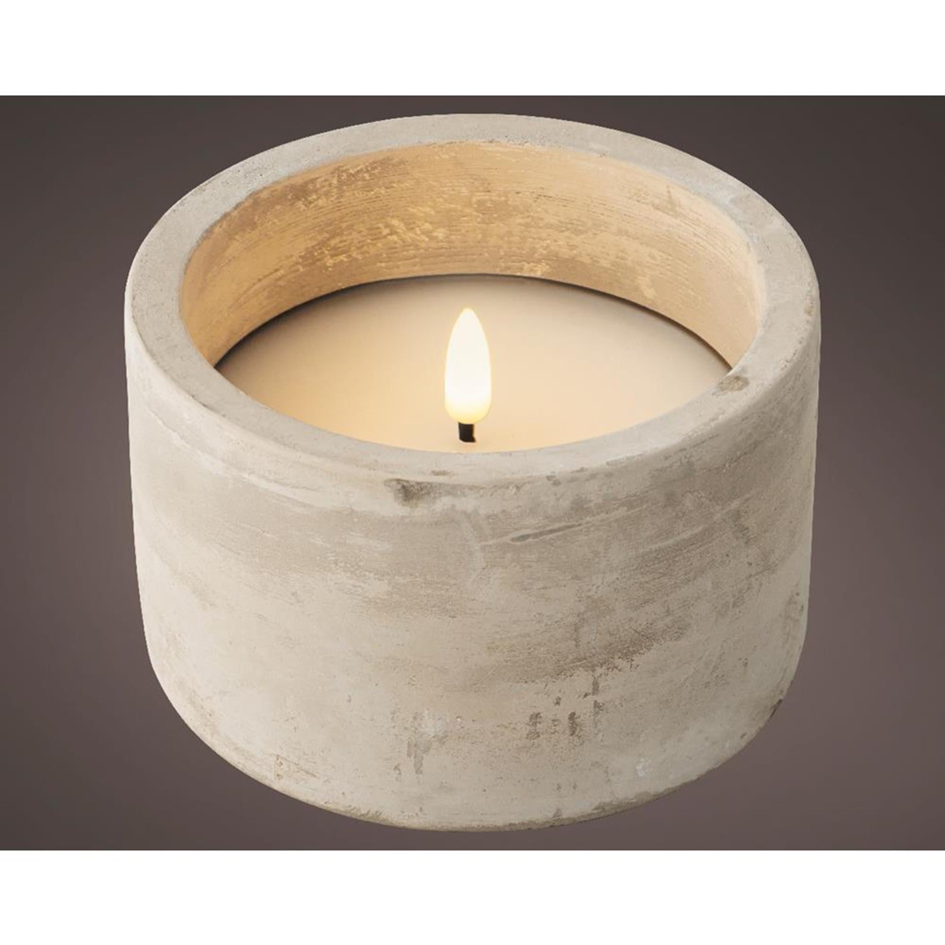 Lumineo bougie led effet flamme dia12cm gris