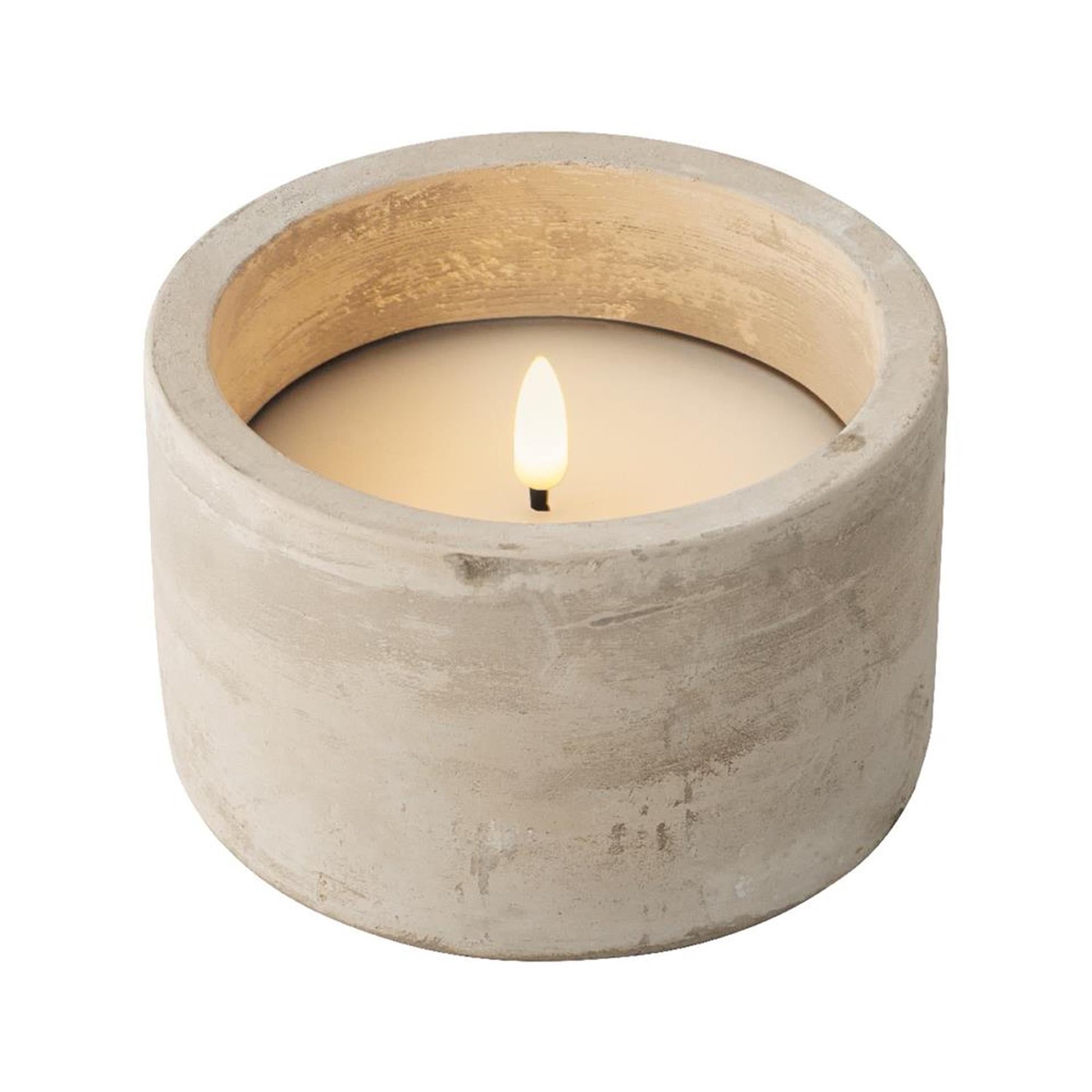 Lumineo bougie led effet flamme dia12cm gris