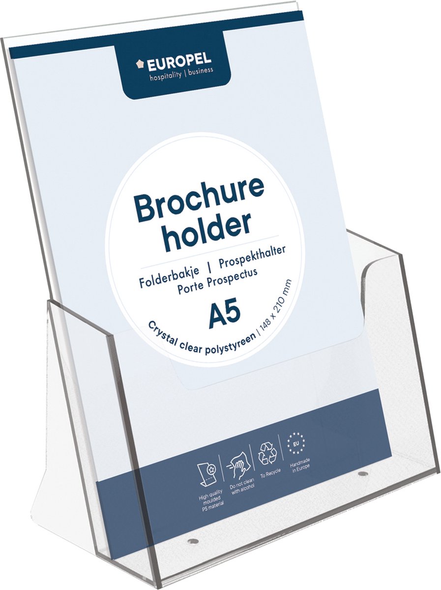 Bac à brochures Europel – flyers – a5 – 14,8 x 21 cm – présentation cristalline – salons et bureaux