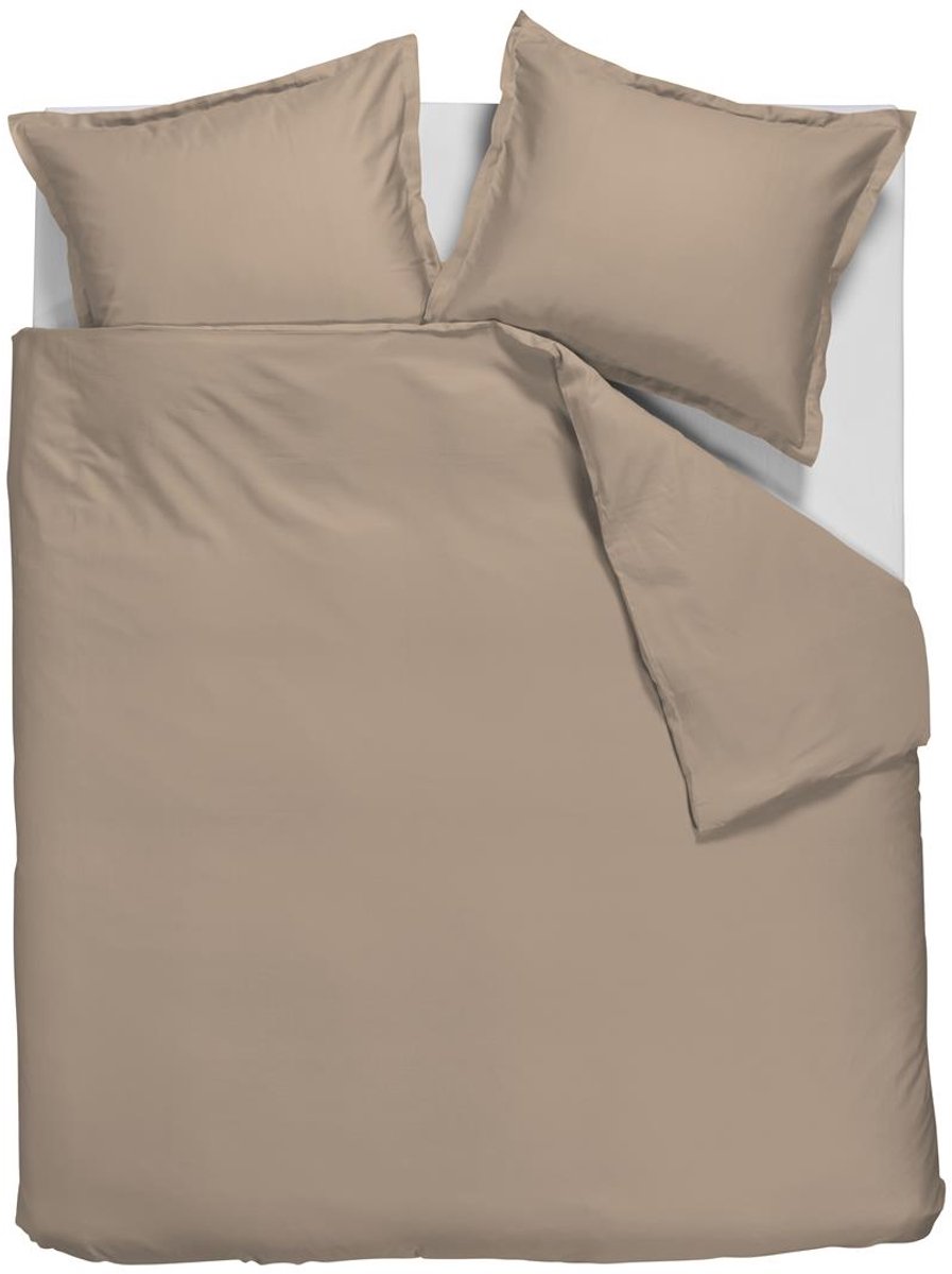 Housse de couette Ambiante satin uni - lits jumeaux - 240x200 220 cm - taupe