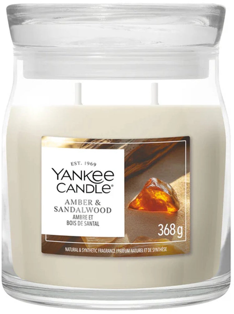 Bougie Yankee - bougie parfumée moyenne bois de santal ambre - 50 heures de combustion - 2 mèches