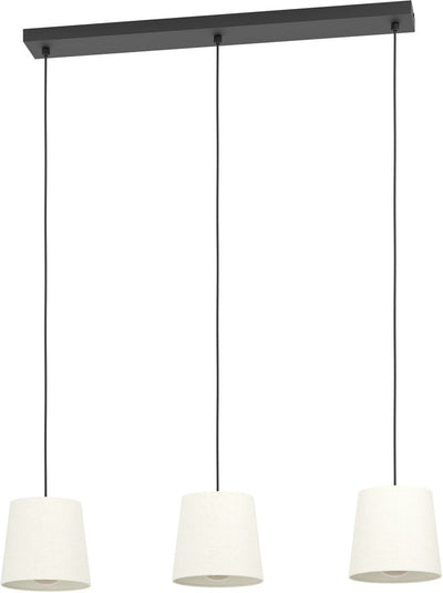 Lampe à suspension Eglo febres - e27 - 88 cm - noir et blanc - tissu peluche