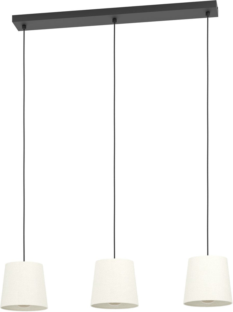 Lampe à suspension Eglo febres - e27 - 88 cm - noir et blanc - tissu peluche