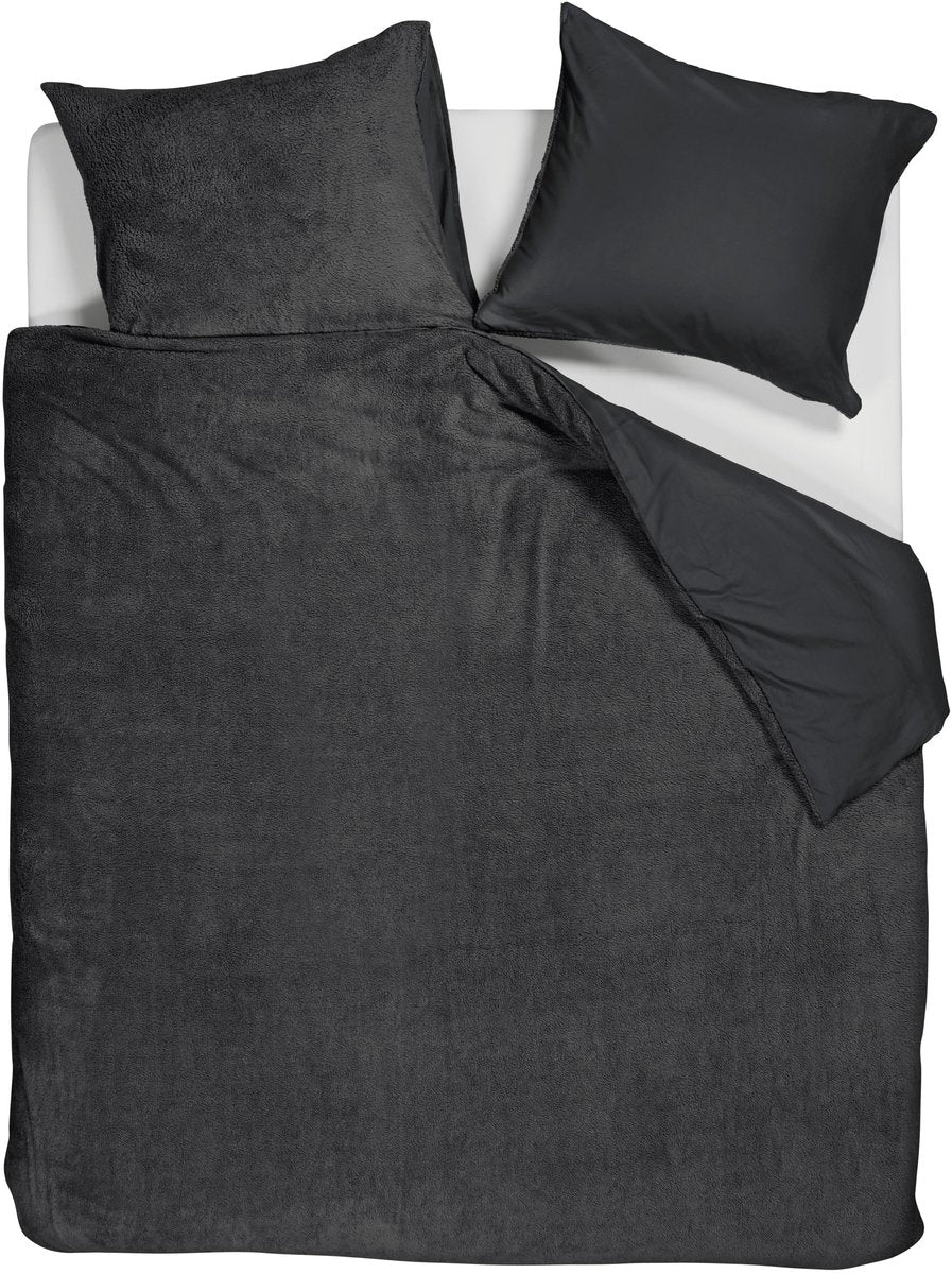 Housse de couette peluche Ambiante - lits jumeaux - 240x200 220 - anthracite