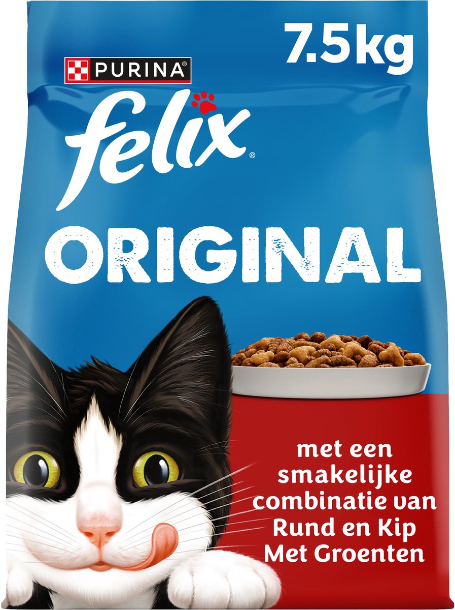 Felix original - nourriture sèche pour chats - bœuf, poulet, dinde - 7,5 kg