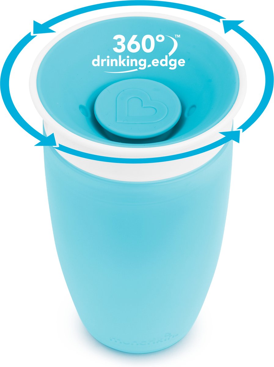 Munchkin miracle anti-fuite 360° gobelet - gobelet - gobelet d'entraînement pour bébé et enfant - 296 ml - bleu