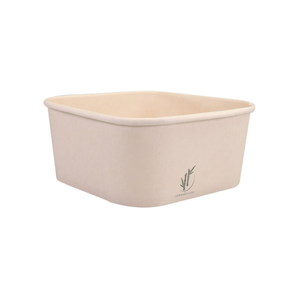 Récipient à salade Depa carré en papier de bambou (25x 1,25 l)