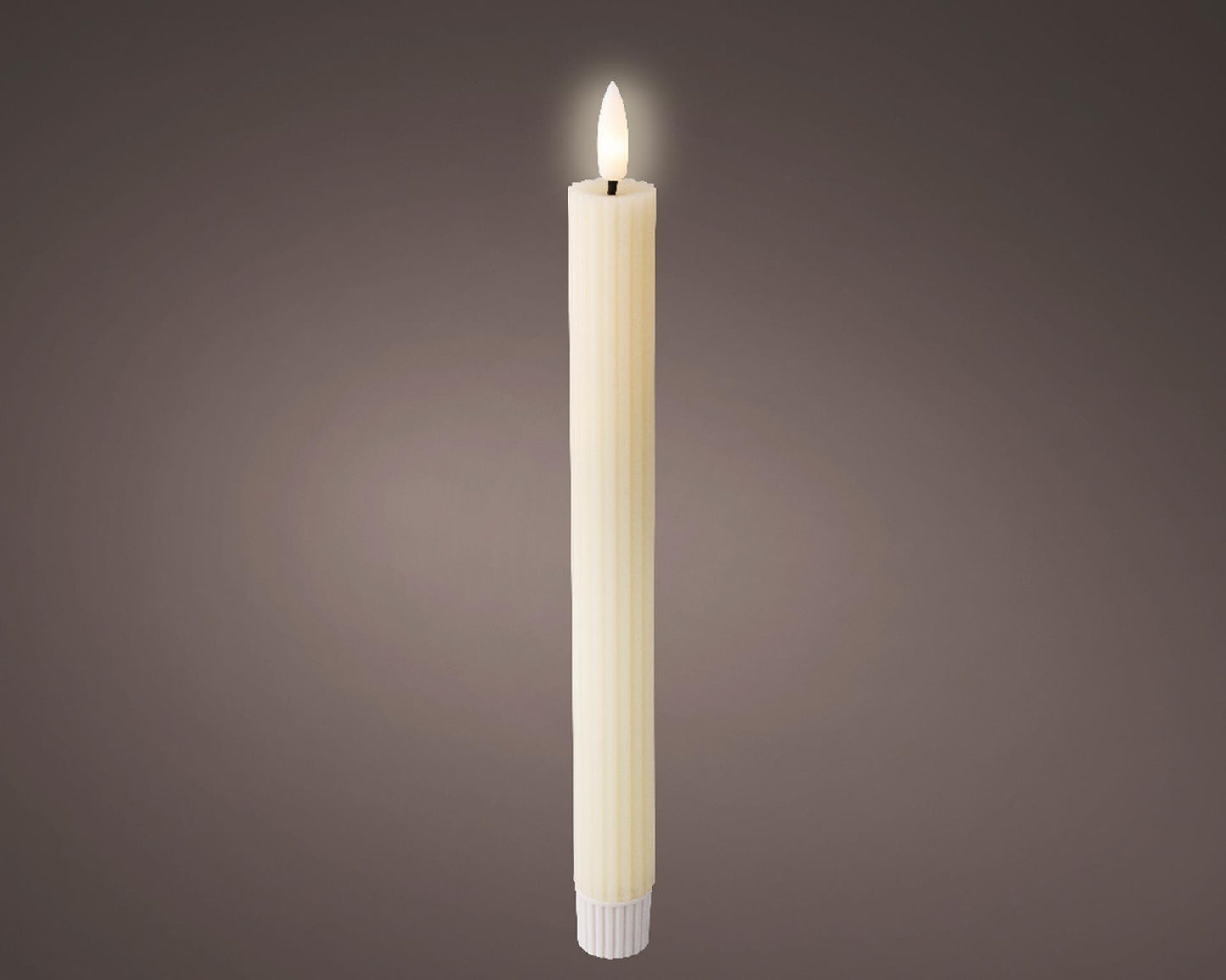 Lumineo bougie de dîner LED nervurée 24cm crème 2 pcs.