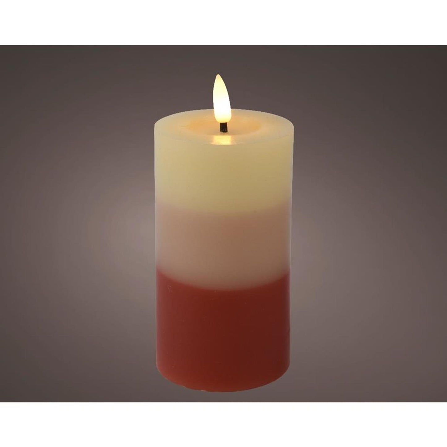 Bougie LED Lumineo effet flamme dégradé 15 cm terre
