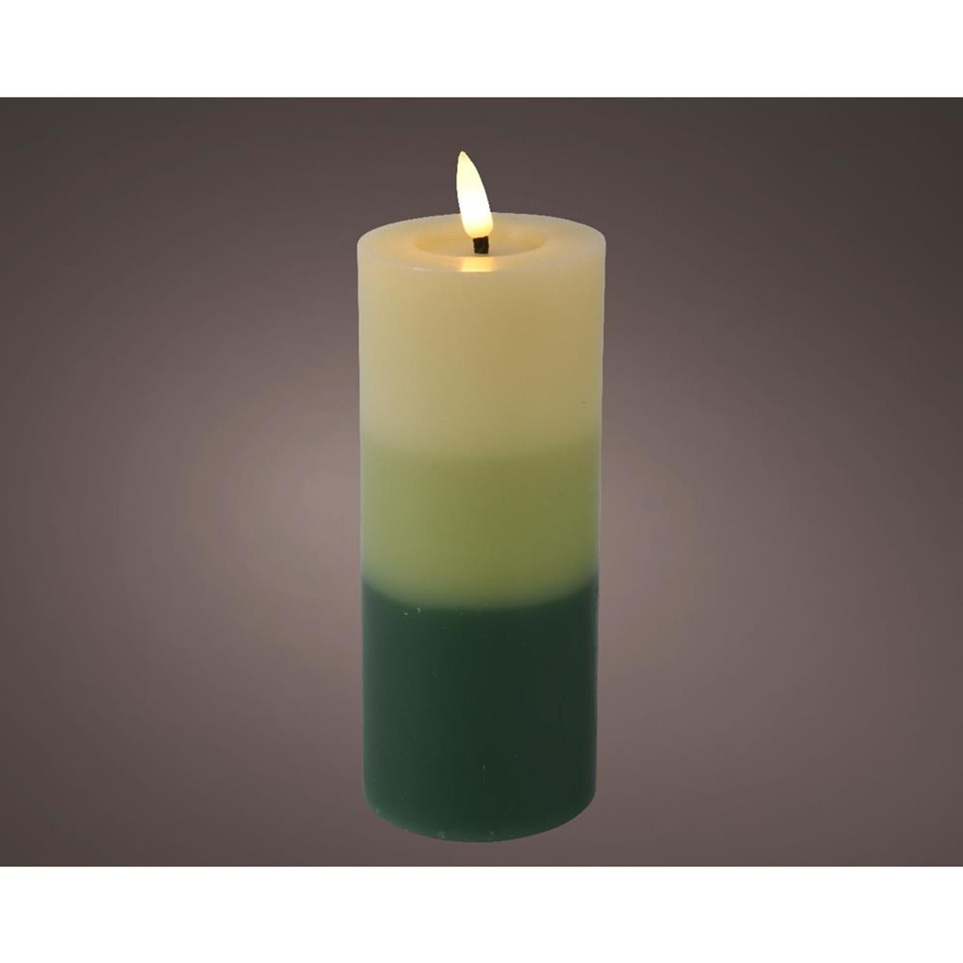 Bougie LED Lumineo effet flamme dégradé 15 cm vert