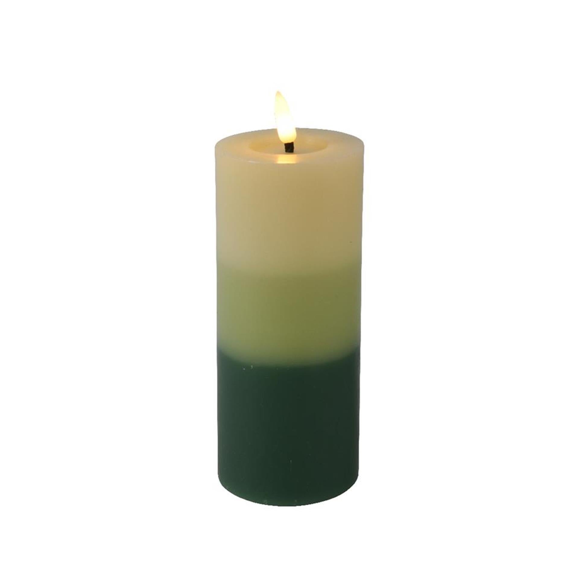 Bougie LED Lumineo effet flamme dégradé 15 cm vert