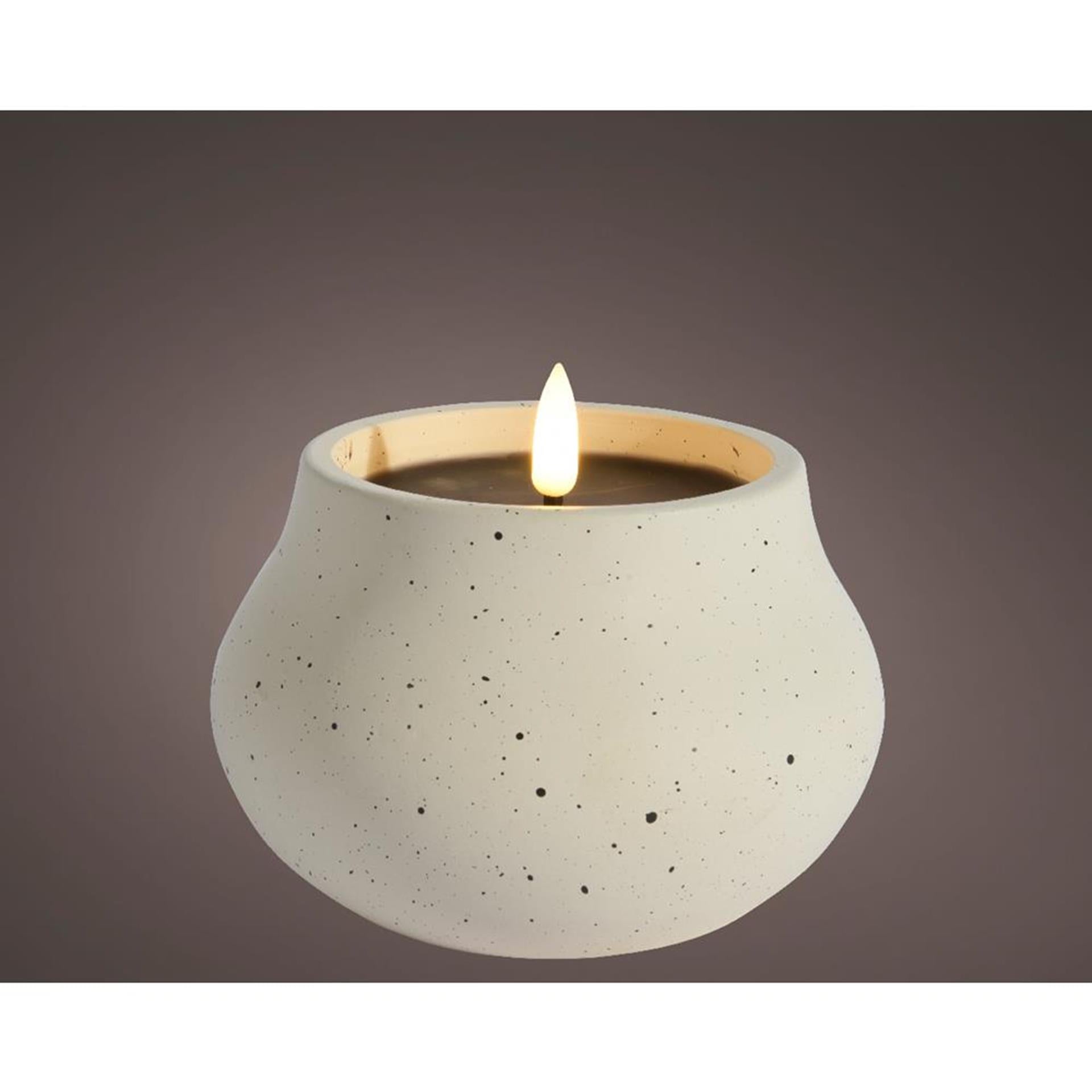 Lumineo bougie led effet flamme dia12cm crème