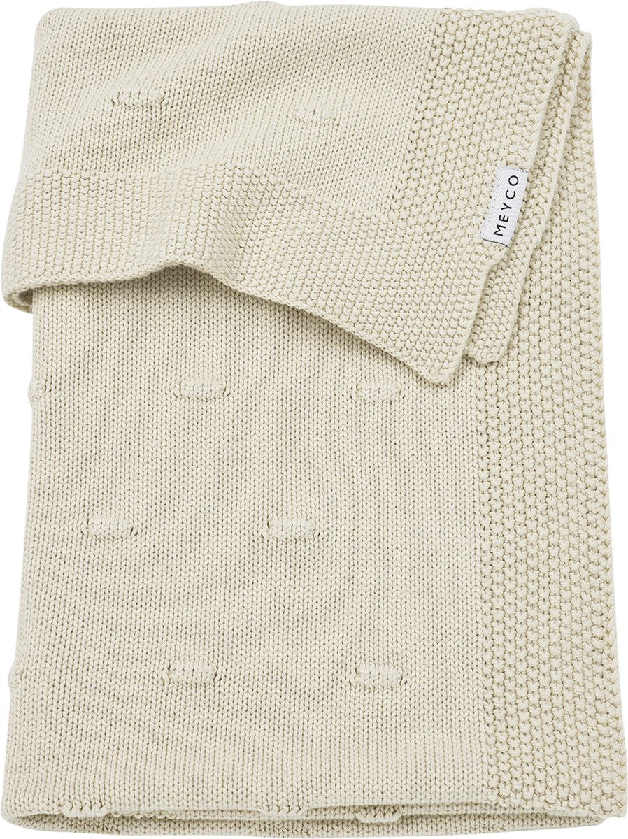 Couverture de berceau Meyco avec nœuds pour bébé - sable doux - 75x100cm - 1,0 tog