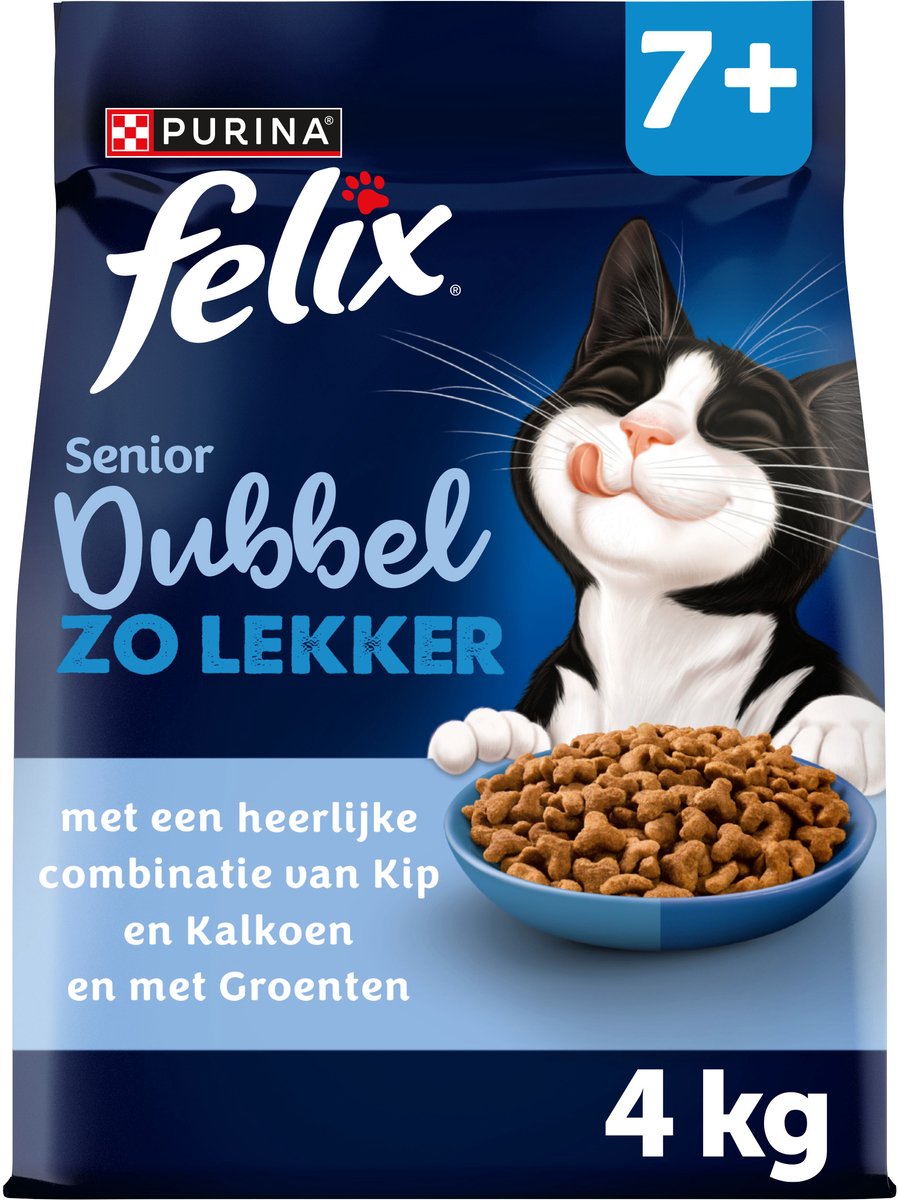 Felix senior deux fois plus savoureux - poulet dinde - 4 x 4kg