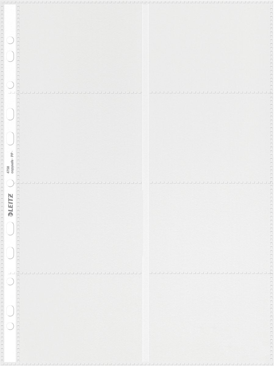 Pochette de présentation Leitz premium pour cartes de visite - pp - a4 - 10 pièces - transparent