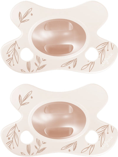Sucette naturelle Difrax - nouveau-né - feuilles - rose - 2 pièces