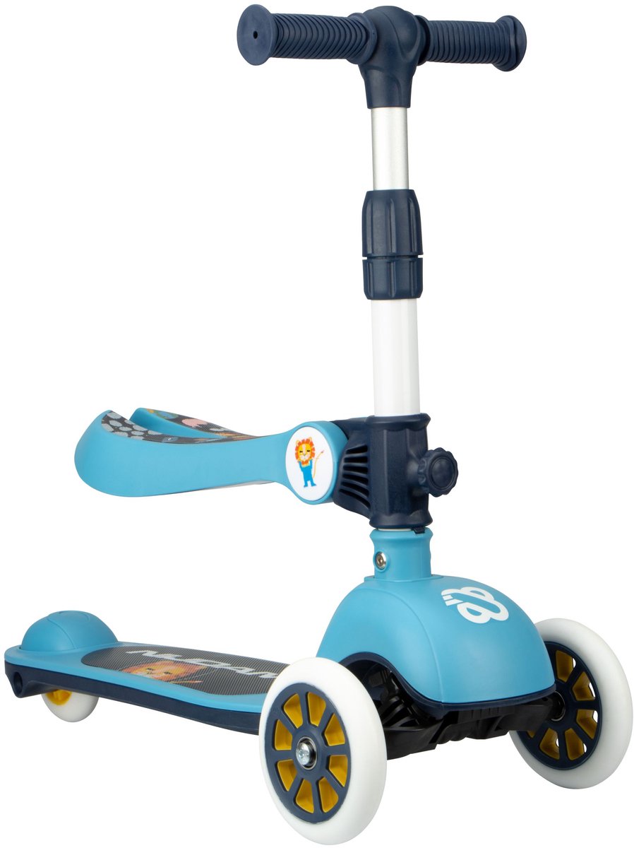 Tri-scooter Nijdam - enfants - avec siège amovible - cavalier gardien - bleu