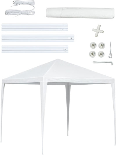 Tente de fête Kinzo 3x3 mètres - pavillon étanche et tente de fête pour jardin ou terrasse - tente de fête incl. piquets et haubans - hauteur de faîte 2,5m - plastique - blanc