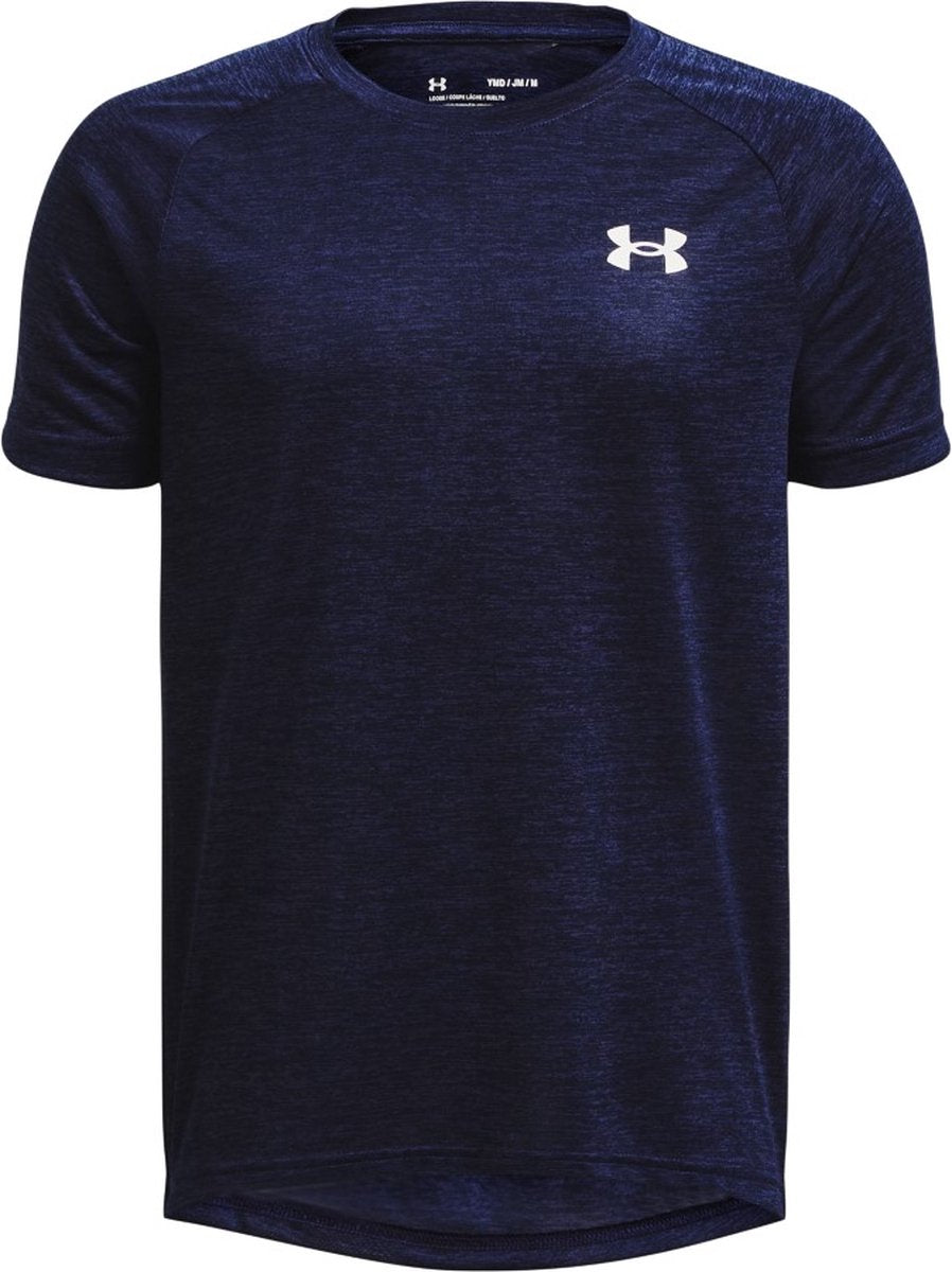 Under armour ua tech 2.0 ss-blu chemise de sport pour garçons - marine minuit - blanc