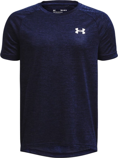 Under armour ua tech 2.0 ss-blu chemise de sport pour garçons - marine minuit - blanc