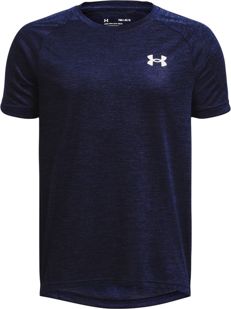Under armour ua tech 2.0 ss-blu chemise de sport pour garçons - marine minuit - blanc