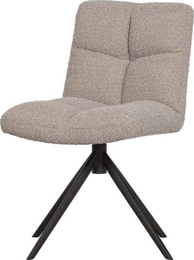 Chaise de salle à manger pivotante Woood Vinny - bouclé - sable - 80x48x45