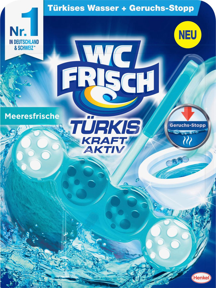 Bloc de toilette frais, turquoise, puissance active, fraîcheur de la mer, 1 pièce