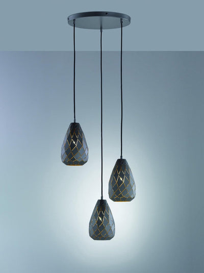 Trio onyx - lampe suspendue - anthracite - excl. 3x E27 4 W - montage au plafond - réglable en hauteur