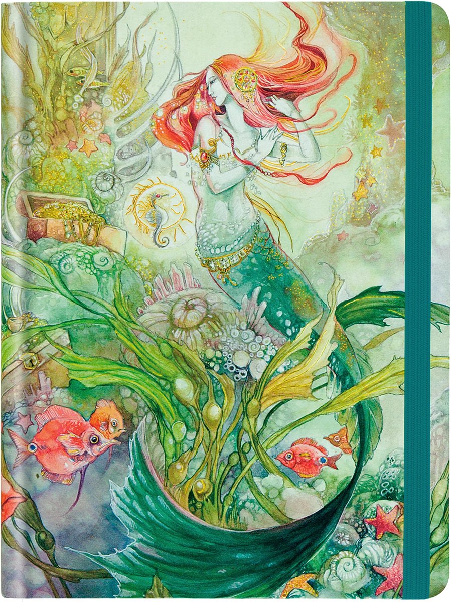 Carnet Peter Pauper taille moyenne - sirène - avec fermeture élastique - 16x21 cm
