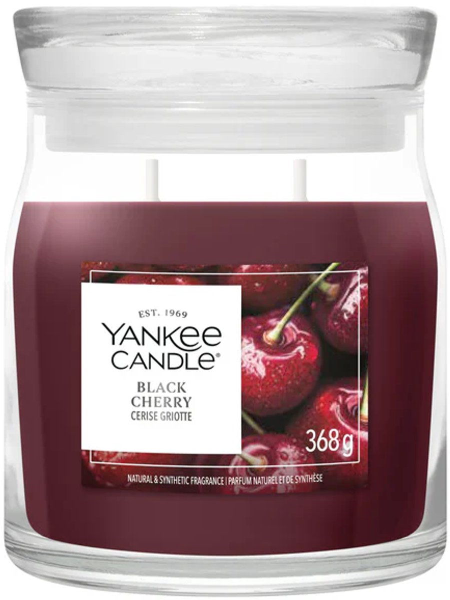 Bougie Yankee - bougie parfumée cerise noire moyenne - 50 heures de combustion - 2 mèches