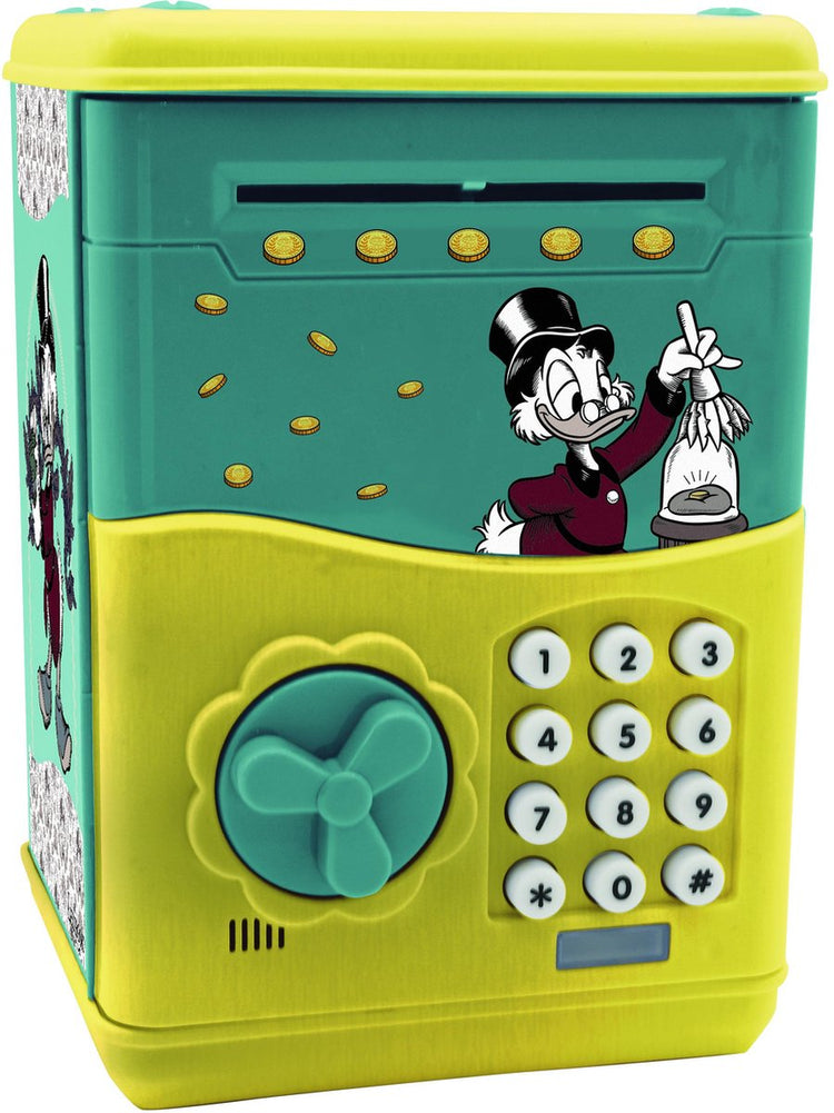 Tirelire électronique Lexibook Disney Scrooge protégée par code secret avec effets sonores et lumineux et musique.