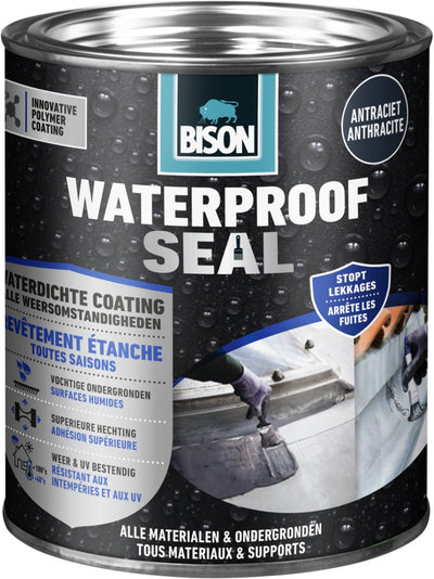 Joint d'étanchéité Bison anthracite 1 kg, revêtement imperméable, pour toutes conditions météorologiques, étanchéité, transitions de toiture, gouttières, toiture, abris de voiture, caravanes