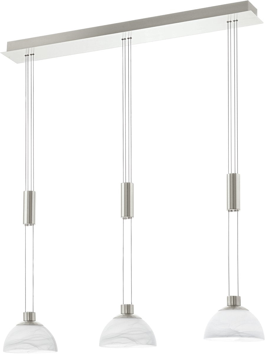 Eglo montefio - suspension - 3 lumières - nickel mat - verre albâtre - blanc