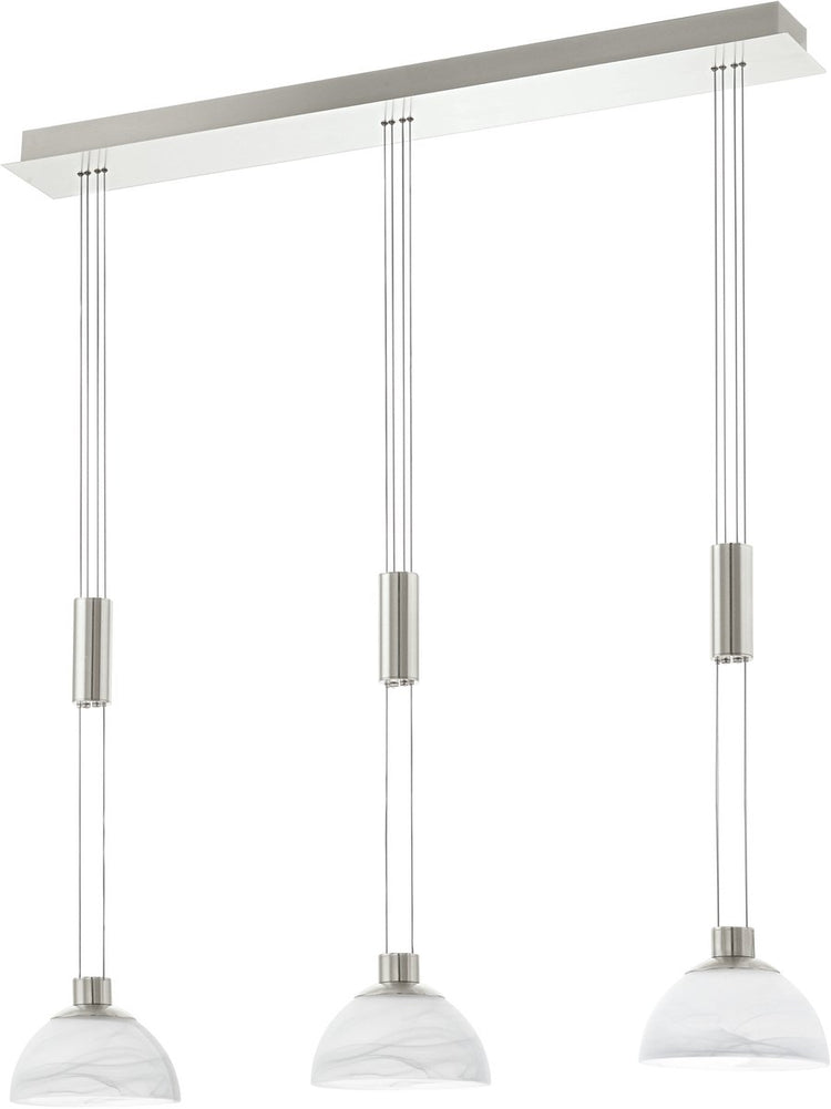 Eglo montefio - suspension - 3 lumières - nickel mat - verre albâtre - blanc