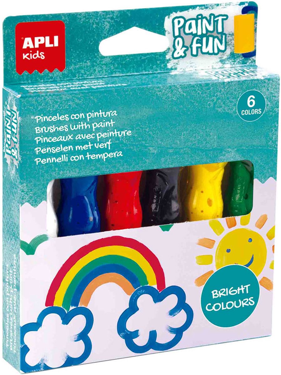 Tubes de peinture pour enfants Apli avec pinceau | 6 couleurs