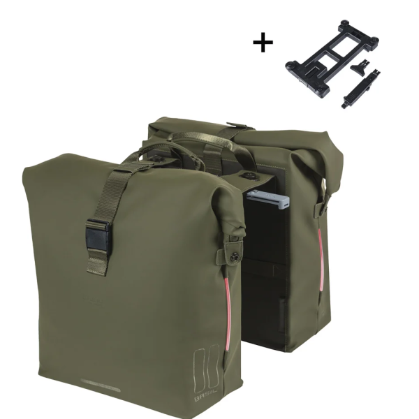 Basil Double Bag Soho Nordlicht Mik 41L Mossgroen