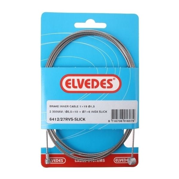 Rem Binnenkabel Elvedes 2350 mm en acier inoxydable lisse Ø1,5 mm V-Nipple et T-Nipple (sur carte)