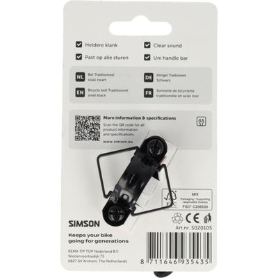 Cloche Simson traditionnelle en acier noir