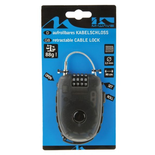 M-Wave Cable lock 90 CM - noir, Lock 'n' Roll 24.9