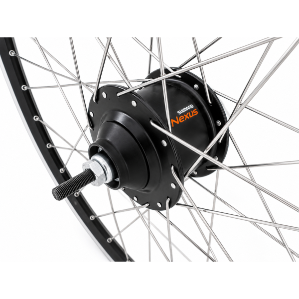 Roue arrière Shimano 28 aluminium jante zac 2000 noir argent - moyeu sg-c6001-8r nexus 8 et rayons inox