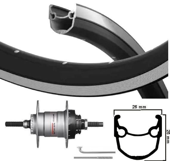 KGS Roue arrière 28 pouces (622) Rim Stratos Black Silver Nexus 3 R.Brake