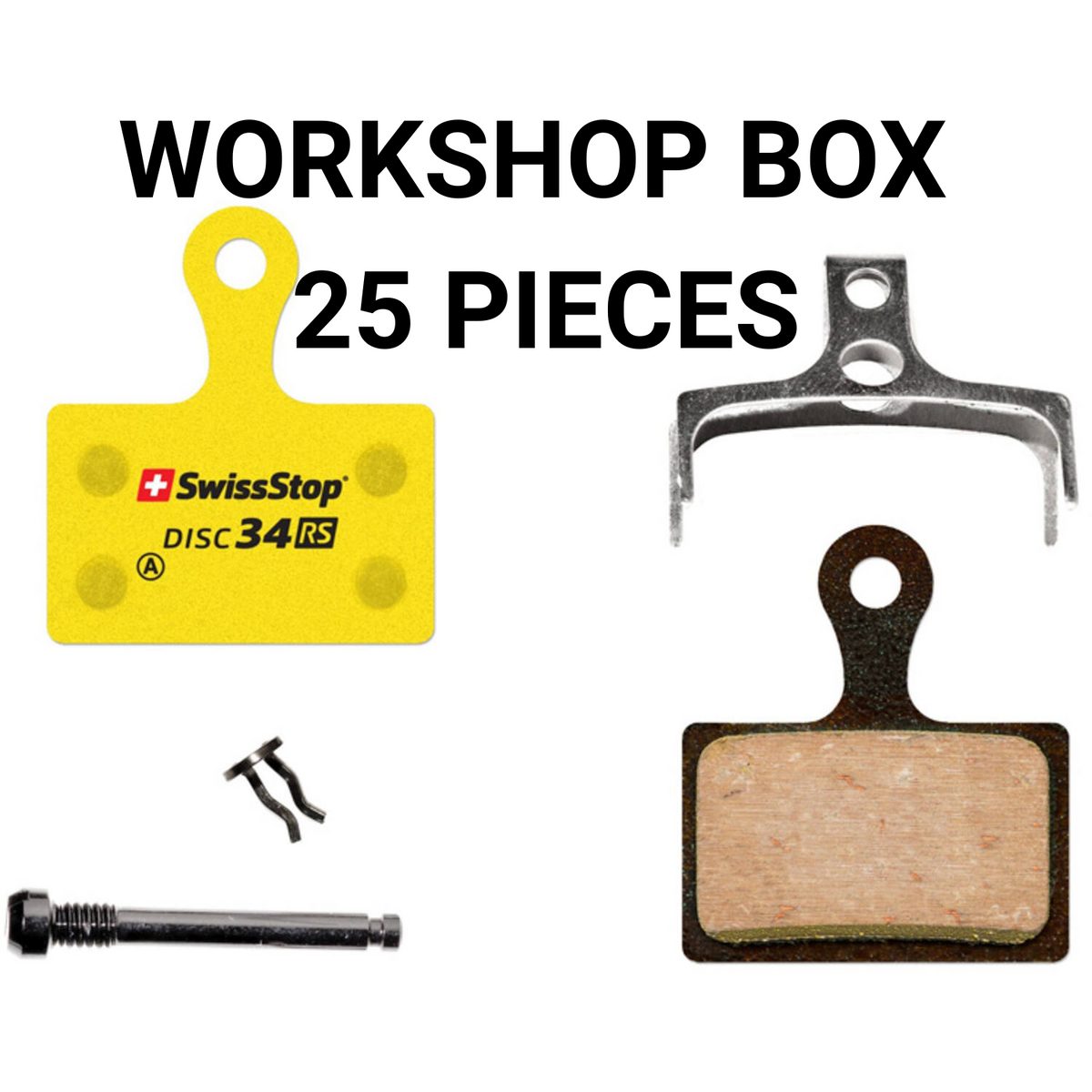 Swissstop - jeu de plaquettes de frein disque 34 rs - shimano, trp, tektro, rever emballage atelier 25 jeux