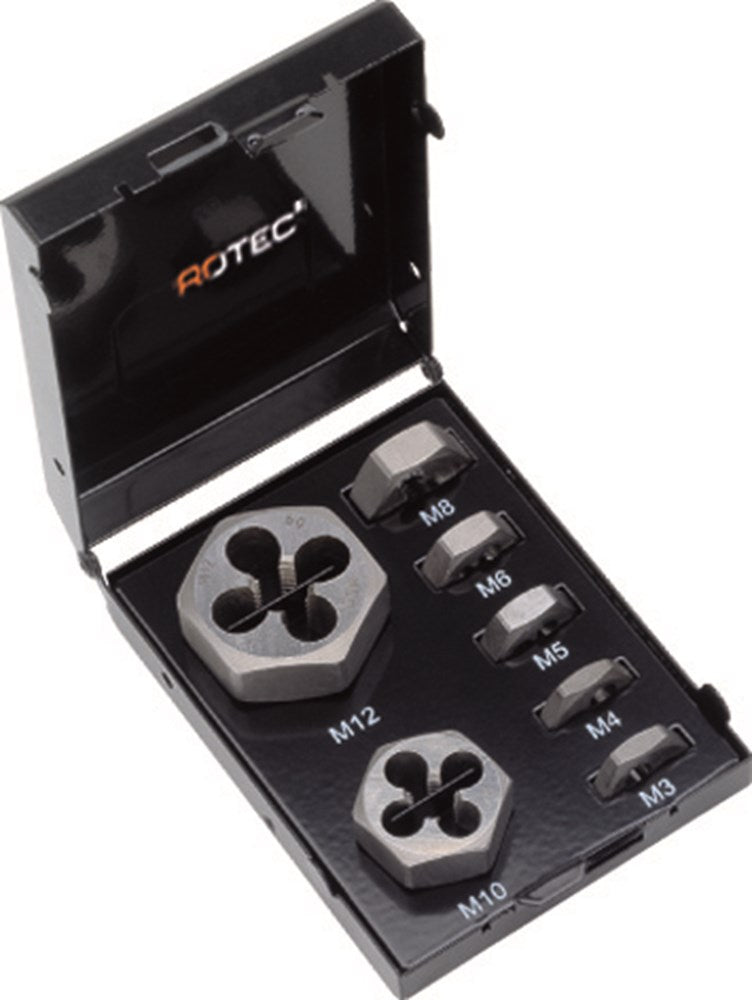 Jeu d'écrous coupants hexagonaux Rotec 7 pièces m3-m12