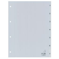 Onglets kangaro g407c polypropylène a4 120 microns gris 7 pièces 1-7 4 trous