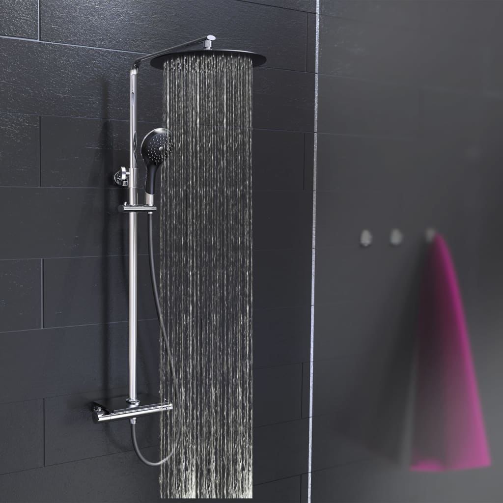 Ensemble de douche à tête Eisl Eisl avec thermostat Tap Grande Vita Chrome -zwart
